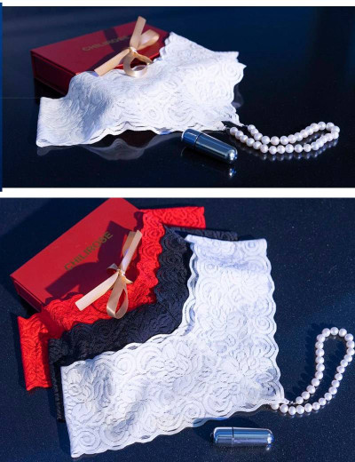 Трусики стринги с жемчугом + мини-вибратор Chilirose 4395 белый, Цвет: белый, Размеры: S, изображение 2