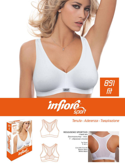 Спортивный топ бралетт Infiore SPORT 891 FIT bianco, Цвет: bianco (белый), Размеры: S, изображение 4