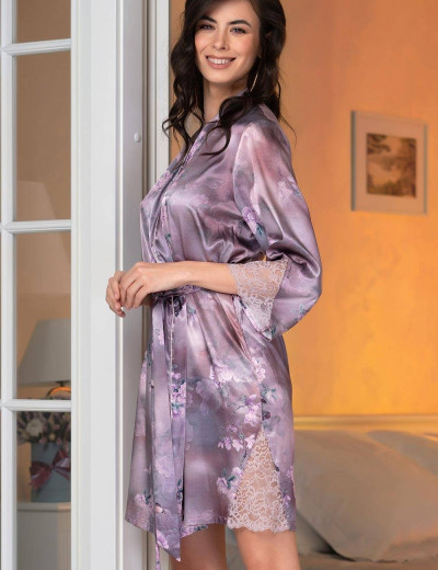 Шелковый халат-кимоно Mia-Amore AURORA 3653, Цвет: античная роза, Размеры: L/XL, изображение 3