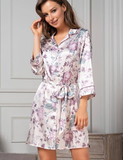 Шелковая рубашка-халат Mia-Amore MIRACLE 3547, Цвет: жемчужно-розовый, Размеры: M, изображение 3