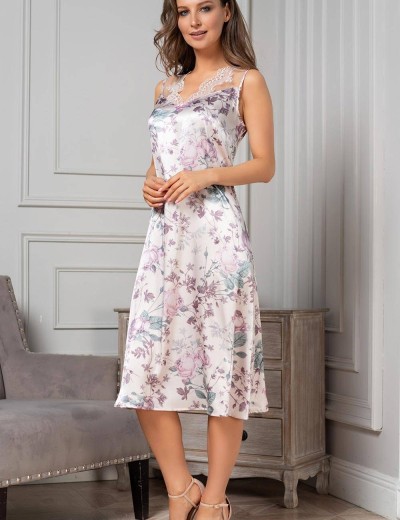 Длинная шелковая сорочка Mia-Amore MIRACLE 3548, Цвет: жемчужно-розовый, Размеры: 2XL, изображение 3