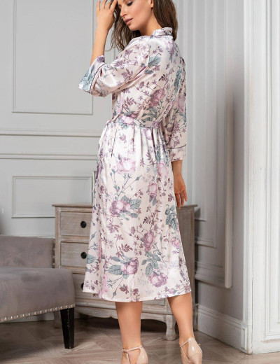 Шелковый халат-кимоно длинный Mia-Amore MIRACLE 3549, Цвет: жемчужно-розовый, Размеры: 2XL/3XL, изображение 2