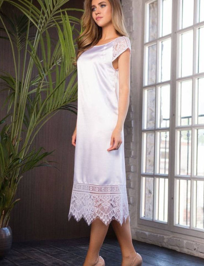 Длинная сорочка из атласа Mia-Mia EVELIN 17535 белый, Цвет: белый, Размеры: L, изображение 3