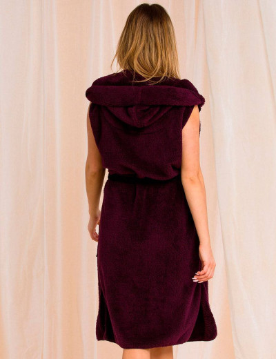 Плюшевый удлиненный жилет Key LHW 570 20/21, Цвет: бургундское вино, Размеры: S/M, изображение 3