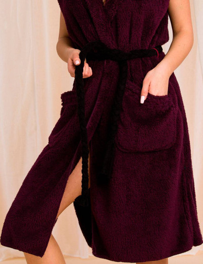 Плюшевый удлиненный жилет Key LHW 570 20/21, Цвет: бургундское вино, Размеры: S/M, изображение 5