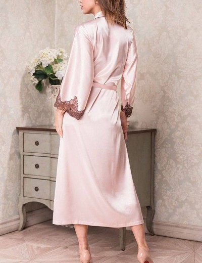 Длинный шелковый халат-кимоно Mia-Amore MARILIN 3109 пудра, Цвет: пудра, Размеры: S/M, изображение 2