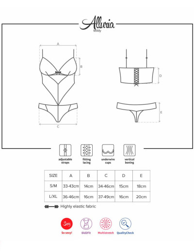 Эротическое боди Obsessive ALLURIA TEDDY коралл, Цвет: коралл, Размеры: S/M, изображение 5