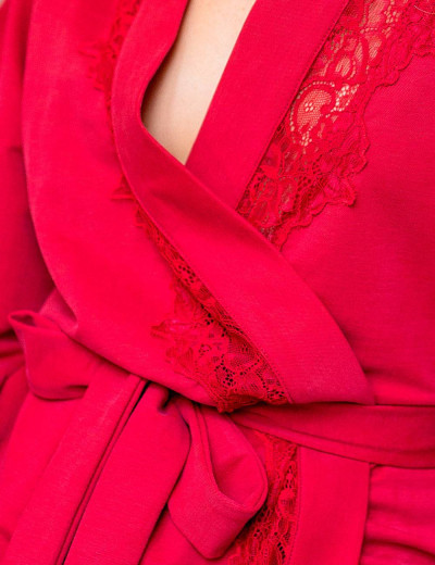 Халат с кружевной оборкой Opium K-8, Цвет: вишневый, Размеры: S, изображение 4