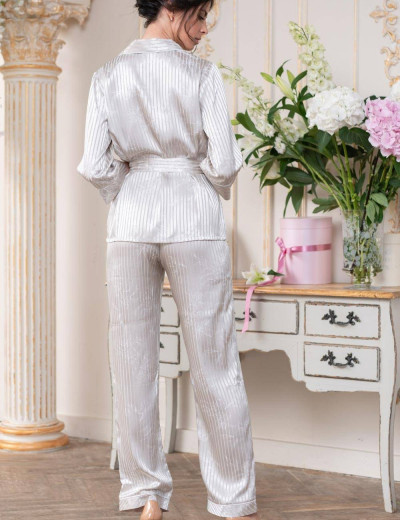 Атласный пижамный комплект Mia-Amore JOSEPHINE 8876, Цвет: серый жемчуг, Размеры: L, изображение 3