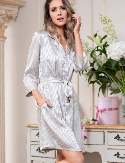 Атласная ночная рубашка-халат Mia-Amore JOSEPHINE 8877, Цвет: серый жемчуг, Размеры: S, изображение 3