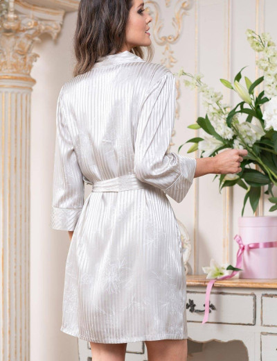 Атласная ночная рубашка-халат Mia-Amore JOSEPHINE 8877, Цвет: серый жемчуг, Размеры: S, изображение 2