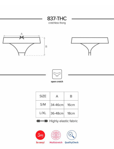 Сексуальные трусики Obsessive 837 CROTCHLESS THONG, Цвет: черный, Размеры: L/XL, изображение 4