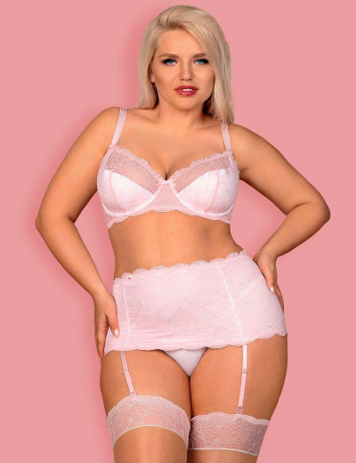Сексуальный комплект с поясом Obsessive GIRLLY SET, Цвет: розовый, Размеры: 2XL, изображение 3