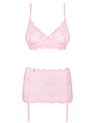 Сексуальный комплект с поясом Obsessive GIRLLY SET, Цвет: розовый, Размеры: 2XL, изображение 4