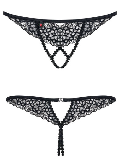 Сексуальные трусики Obsessive LIFERIA THONG CROTCHLESS, Цвет: черный, Размеры: S/M, изображение 3