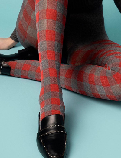 Колготки фантазийные Fiore 5980/G TWIST 40 den, Цвет: серый/красный, Размеры: 2, изображение 2