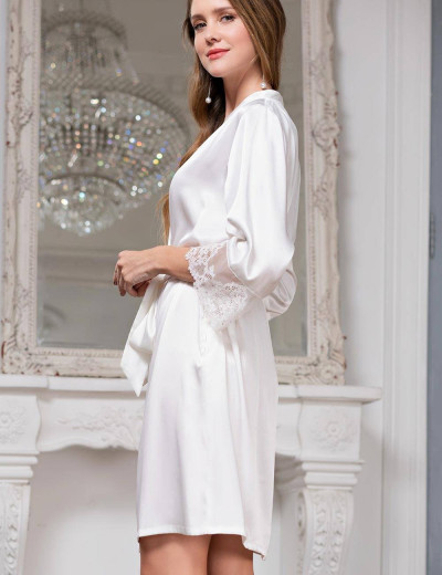 Шелковый халат кимоно Mia-Amore WHITE SWAN 3553 молочный, Цвет: молочный, Размеры: L/XL, изображение 2