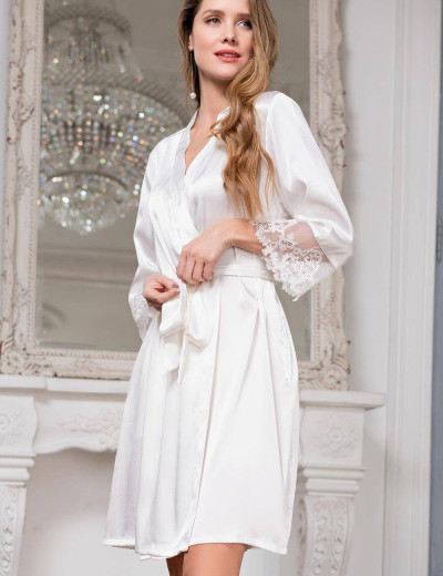 Шелковый халат кимоно Mia-Amore WHITE SWAN 3553 молочный, Цвет: молочный, Размеры: L/XL, изображение 3