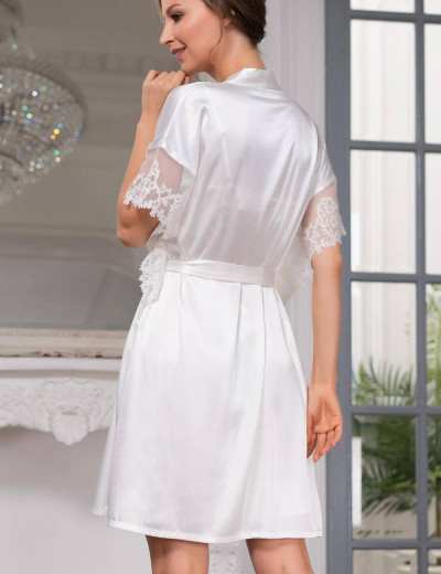 Шелковый халат Mia-Amore WHITE SWAN 3557 молочный, Цвет: молочный, Размеры: L/XL, изображение 2