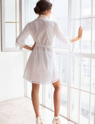 Хлопковый халат кимоно с вышивкой Mia-Mia HELENE 16193 с золотым, Цвет: белый с золотым, Размеры: M, изображение 2