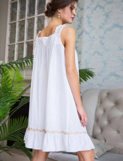 Хлопковая сорочка с вышивкой Mia-Mia HELENE 16194, Цвета: белый с золотым, Размеры: L, изображение 2