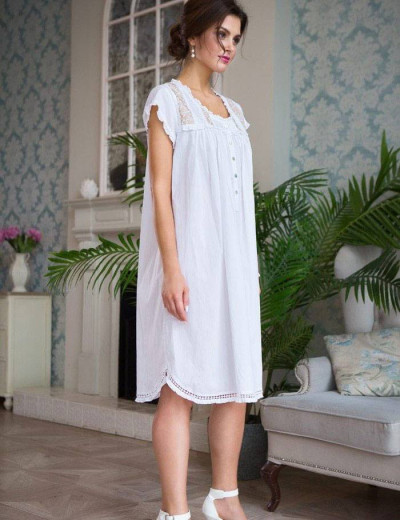 Хлопковая ночная рубашка с вышивкой Mia-Mia HELENE 16195, Цвета: белый с золотым, Размеры: 2XL, изображение 4