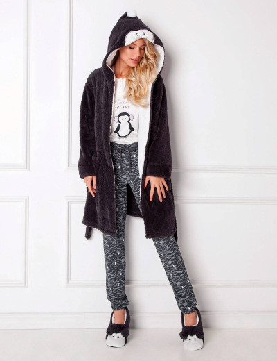 Теплый плюшевый халат Aruelle ARCTIC PEGGY, Цвет: черный, Размеры: S, изображение 2