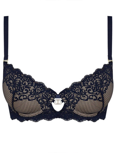 Бюстгальтер балконет пуш-ап Esotiq DARLING 38530 синий+бежевый, Цвет: синий+бежевый, Размеры: 80B, изображение 5