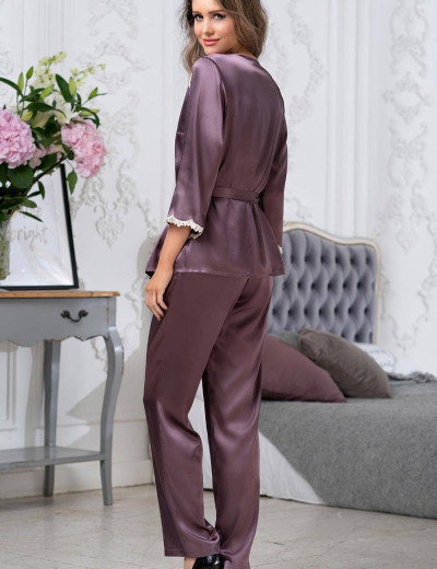 Шелковый пижамный комплект тройка Mia-Amore BRIGITTE 3686 сливовый, Цвет: сливовый, Размеры: S, изображение 3