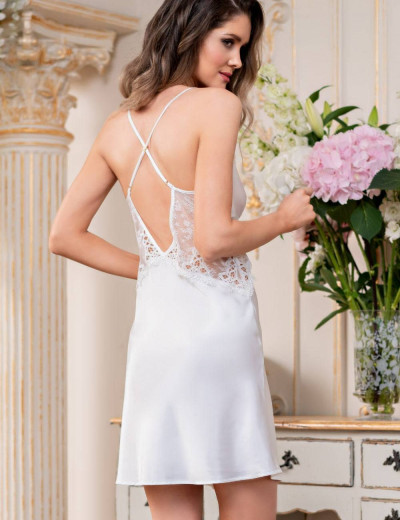 Шелковая сорочка с открытой спинкой Mia-Amore EDITA 3671 белый, Цвет: белый, Размеры: XS, изображение 2