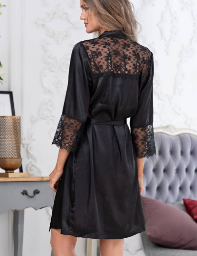Шелковый халат кимоно Mia-Amore EDITA 3673 черный, Цвет: черный, Размеры: XS, изображение 2