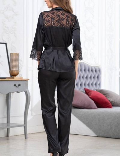 Пижамный комплект из шелка Mia-Amore EDITA 3676 черный, Цвет: черный, Размеры: L, изображение 2