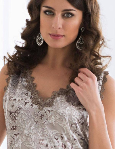 Сорочка атласная Mia-Mella STELLA 9294, Цвет: капучино, Размеры: XL, изображение 2