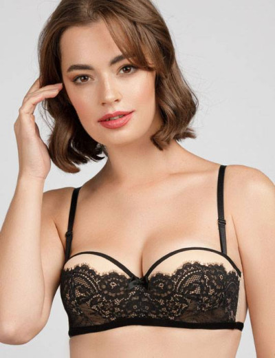 Комплект бандо пуш-ап и бразилиана Mioocchi CHARISMA 758282 beg/nero, Цвет: beg/nero, Размеры: 70C, изображение 3