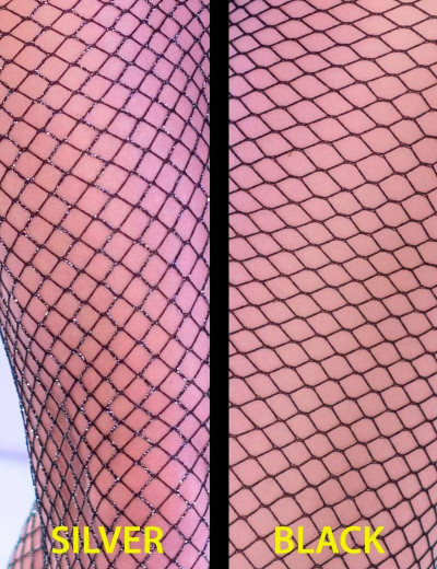 Колготки в крупную сетку Chilirose 4310 (2 пары), Цвет: черный серебро, Размеры: UN, изображение 3