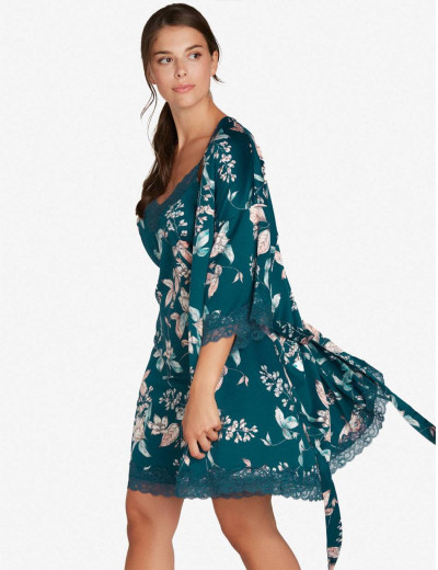 Атласный халат кимоно Esotiq DEARLY 38177, Цвет: морская волна, Размеры: S, изображение 2 Атласный халат кимоно Esotiq DEARLY 38177, Цвет: морская волна, Размеры: S, изображение 2