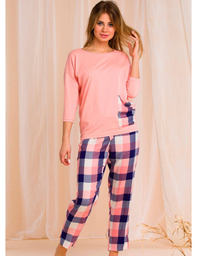 Домашний брючный комплект Key LNS 405 2 20/21, Цвет: розовый/синий, Размеры: S, изображение 2
