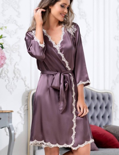 Шелковый халат кимоно Mia-Amore BRIGITTE 3683 сливовый, Цвет: сливовый, Размеры: L/XL, изображение 3