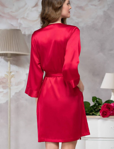 Атласный халат кимоно Mia-Amore MARISIA 8583 красный, Цвет: красный, Размеры: S/M, изображение 2