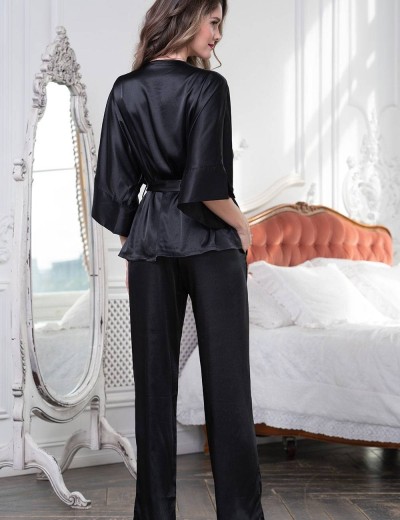 Атласный комплект тройка Mia-Amore MARISIA 8586 черный, Цвет: черный, Размеры: L, изображение 3