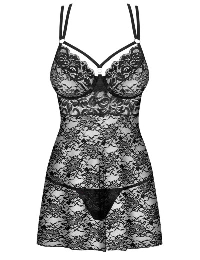 Бэби-долл + стринги Obsessive 860 BABYDOLL, Цвет: черный, Размеры: S/M, изображение 3
