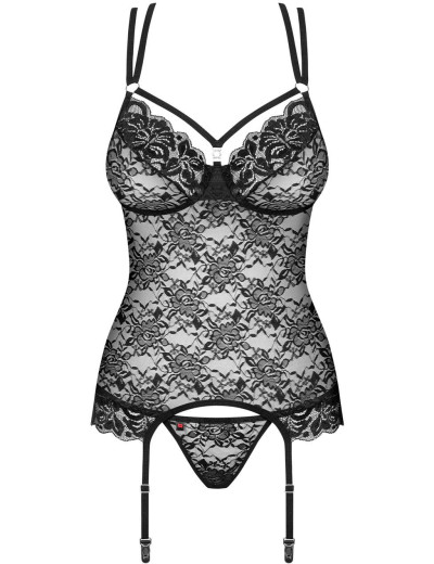 Корсет с трусиками Obsessive 860 CORSET, Цвет: черный, Размеры: S/M, изображение 3