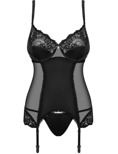 Корсет с трусиками Obsessive AMALLIE CORSET, Цвет: черный, Размеры: S/M, изображение 4