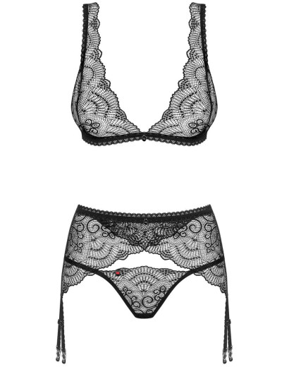 Эротический комплект с поясом Obsessive FIRELLA SET, Цвет: черный, Размеры: S/M, изображение 3
