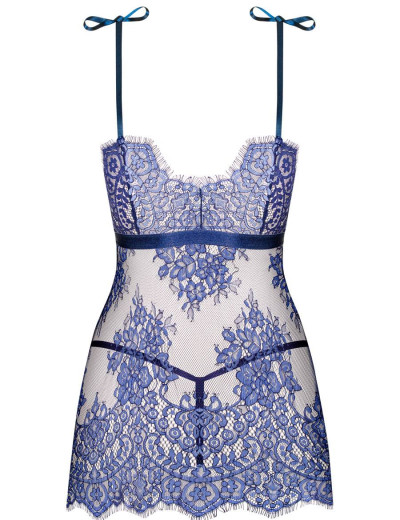 Бэби-долл с трусиками Obsessive FLOWLACE BABYDOLL, Цвет: синий, Размеры: L/XL, изображение 4