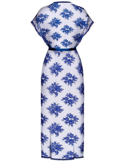 Кружевной пеньюар Obsessive FLOWLACE PEIGNOIR, Цвет: синий, Размеры: S/M, изображение 4