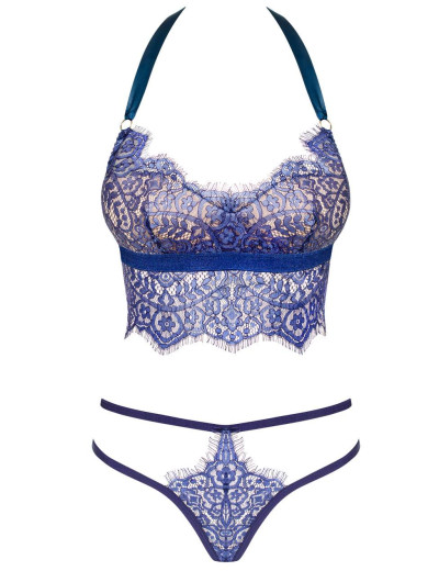 Сексуальный комплект Obsessive FLOWLACE SET, Цвет: синий, Размеры: S/M, изображение 3