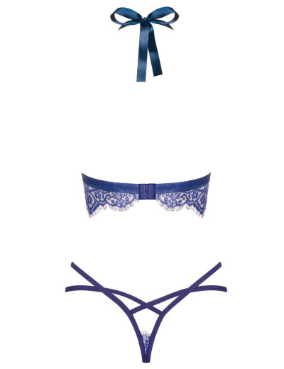 Сексуальный комплект Obsessive FLOWLACE SET, Цвет: синий, Размеры: S/M, изображение 4