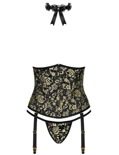 Корсет с трусиками Obsessive SHELLE CORSET, Цвет: черный, Размеры: S/M, изображение 3