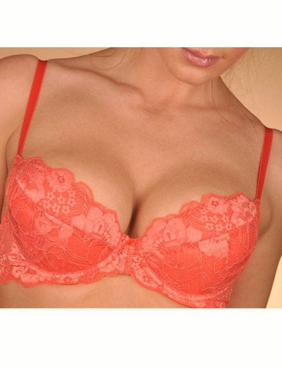 Кружевной бюстгальтер пуш-ап Orhideja 116-208 коралл, Цвет: коралл, Размеры: 75A, изображение 2